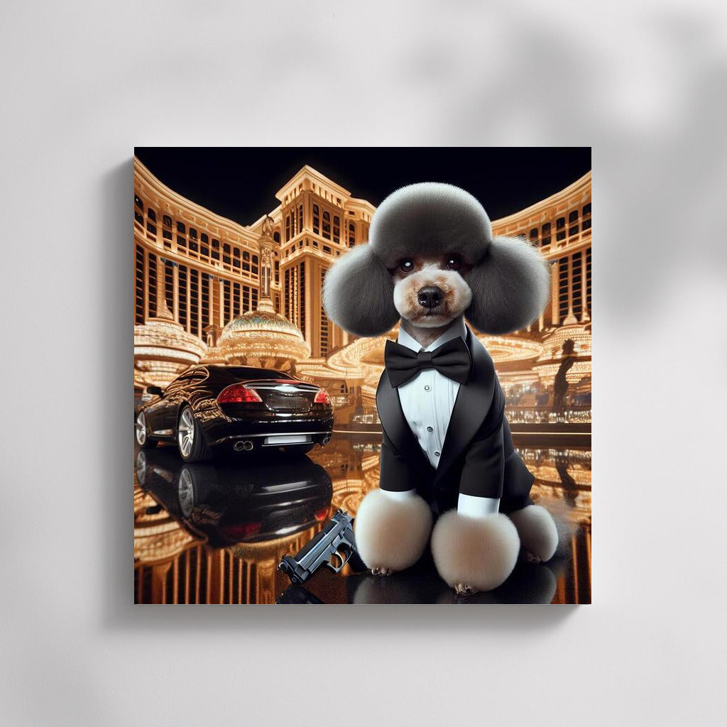 Poodle Bond and Mercedes: Spy Chic on the Wall