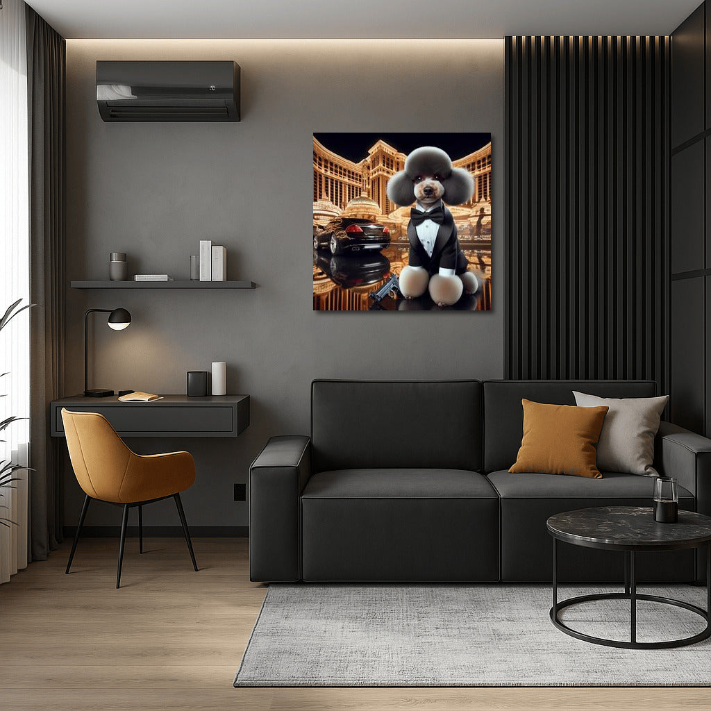 Poodle Bond and Mercedes: Spy Chic on the Wall