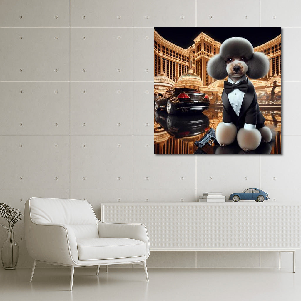 Poodle Bond and Mercedes: Spy Chic on the Wall