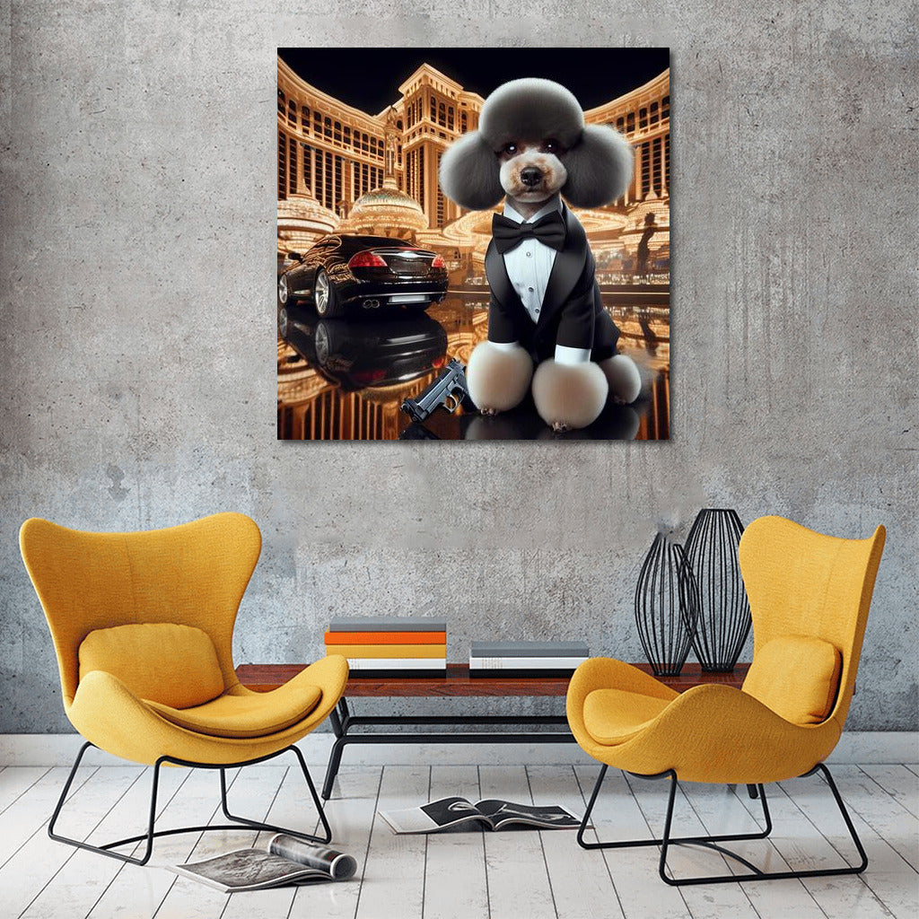 Poodle Bond and Mercedes: Spy Chic on the Wall