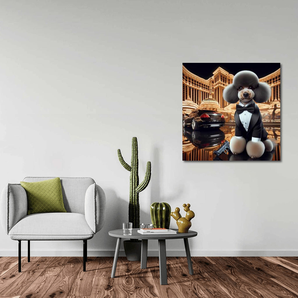 Poodle Bond and Mercedes: Spy Chic on the Wall
