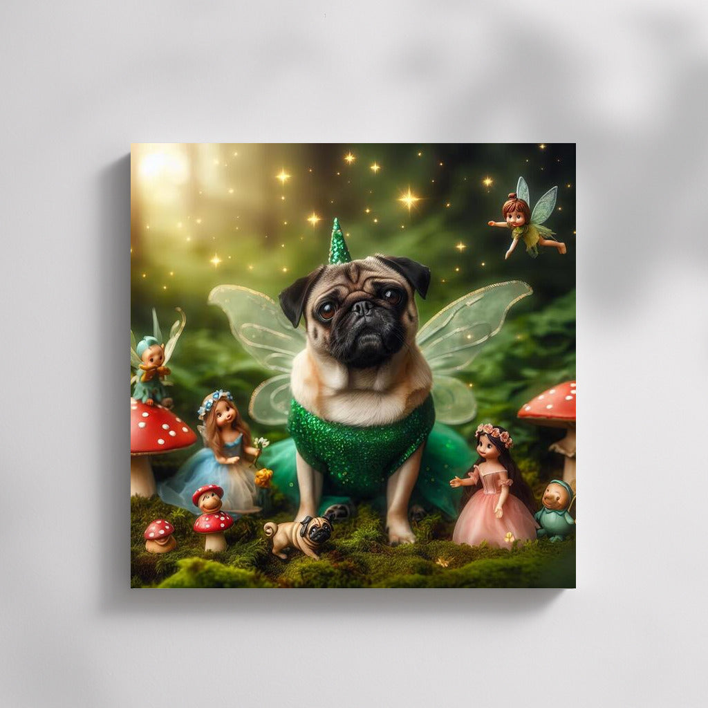 Pug in the Magic Forest: Fairytale Fairies and Mushrooms