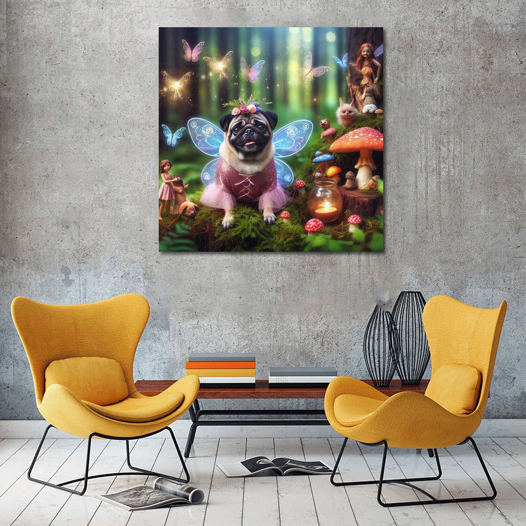 Pug in the Enchanted Forest: Magical Outfit and Fairies