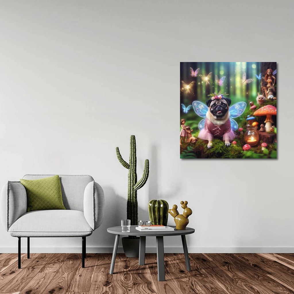 Pug in the Enchanted Forest: Magical Outfit and Fairies