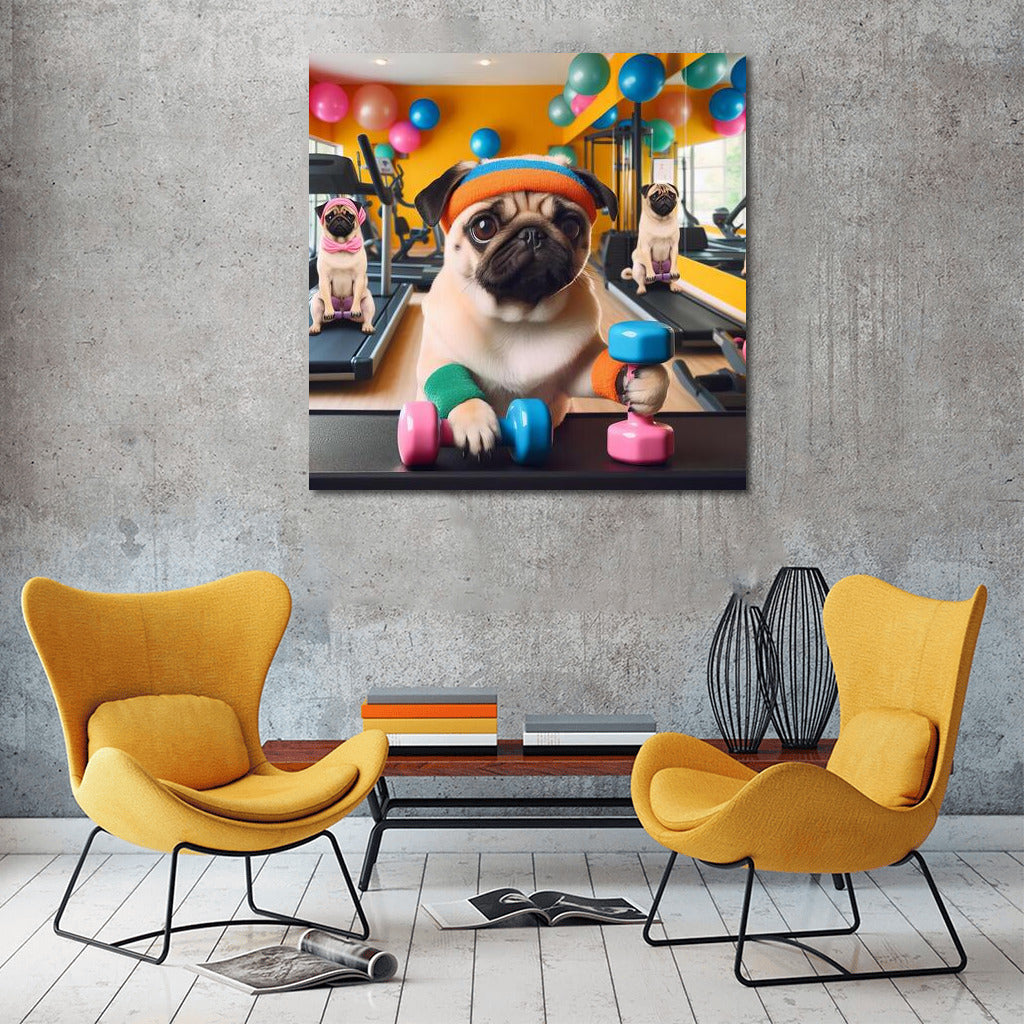 Pug in the Fitness Room: Energy and Positivity