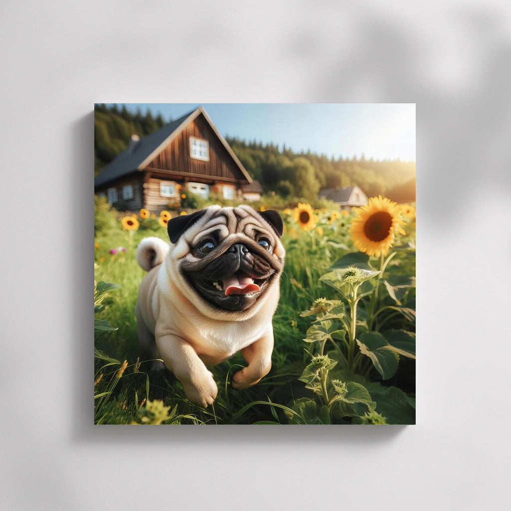 Pug on the Farm: Sunflowers and Cozy Home Decor