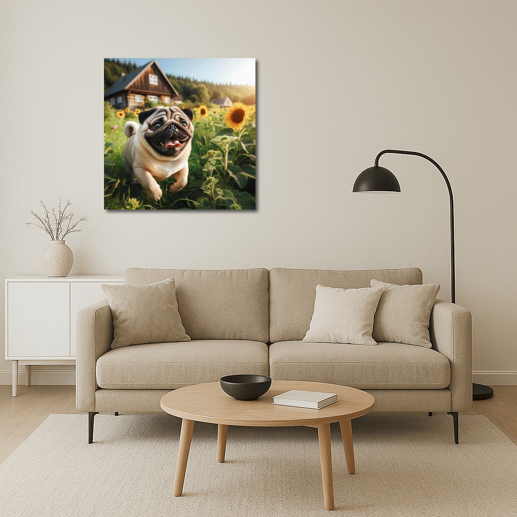 Pug on the Farm: Sunflowers and Cozy Home Decor