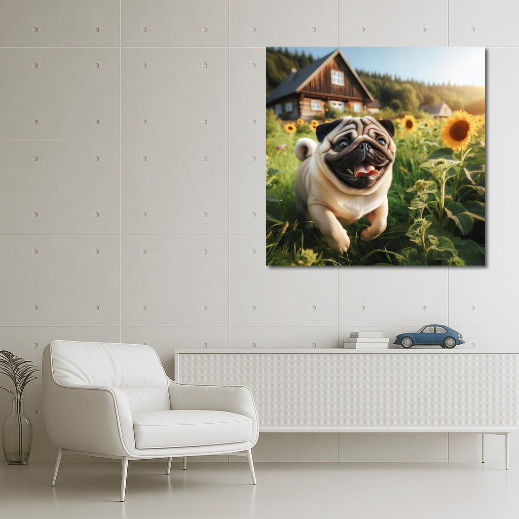 Pug on the Farm: Sunflowers and Cozy Home Decor