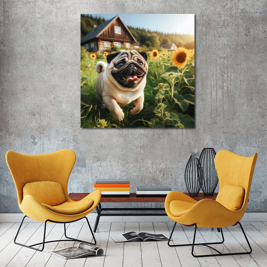 Pug on the Farm: Sunflowers and Cozy Home Decor
