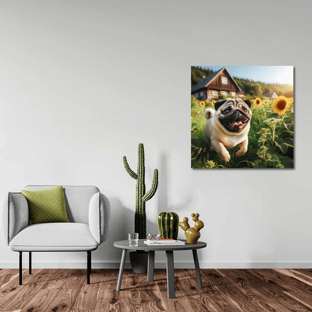 Pug on the Farm: Sunflowers and Cozy Home Decor