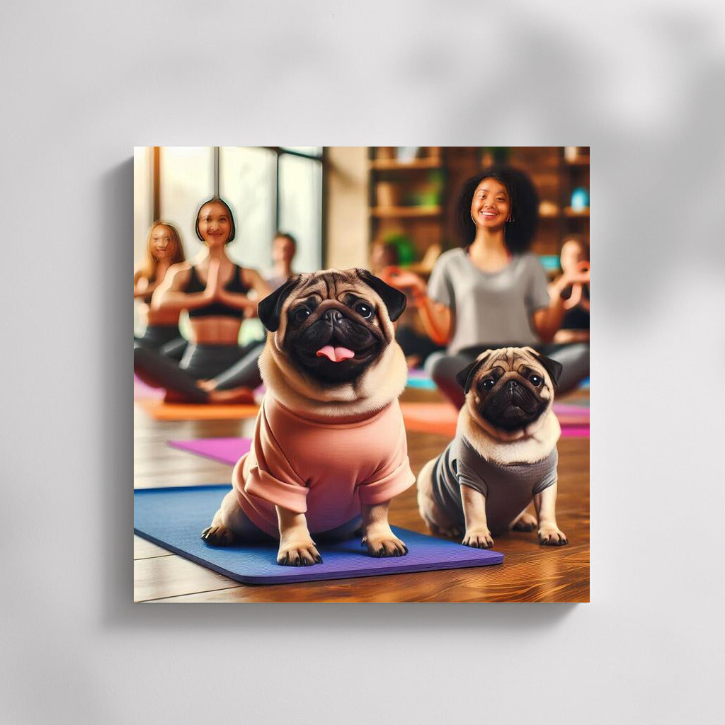 Pug in Yoga Studio: Funny Pugs on Mats