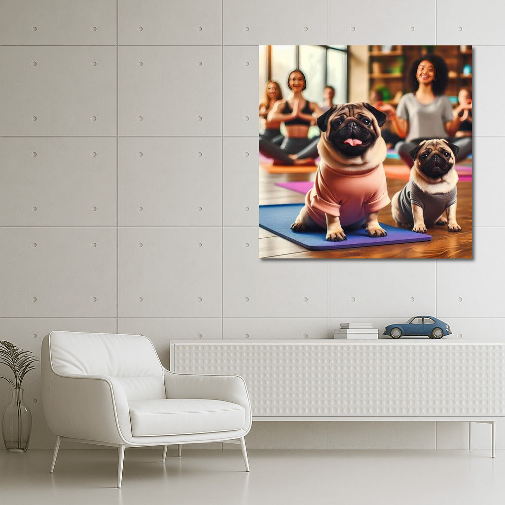 Pug in Yoga Studio: Funny Pugs on Mats