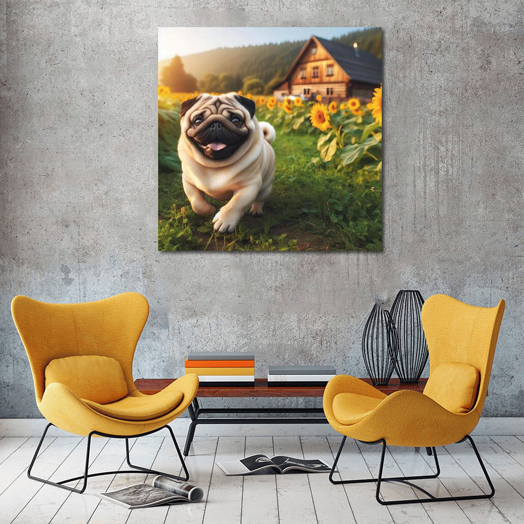Happy Pug on the Farm: Bright Decor for Your Home