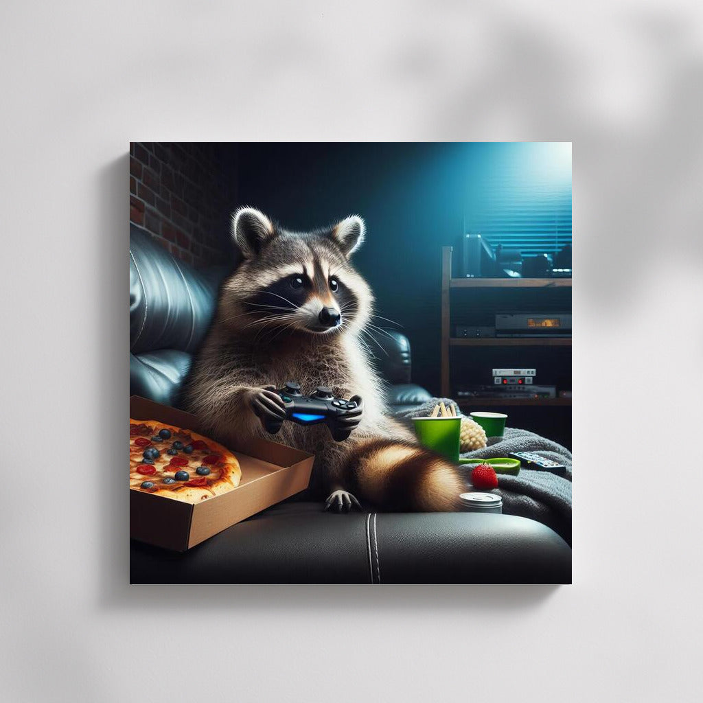 Raccoon Gamer in Home Theater: A Fun Dive into the World of Video Games