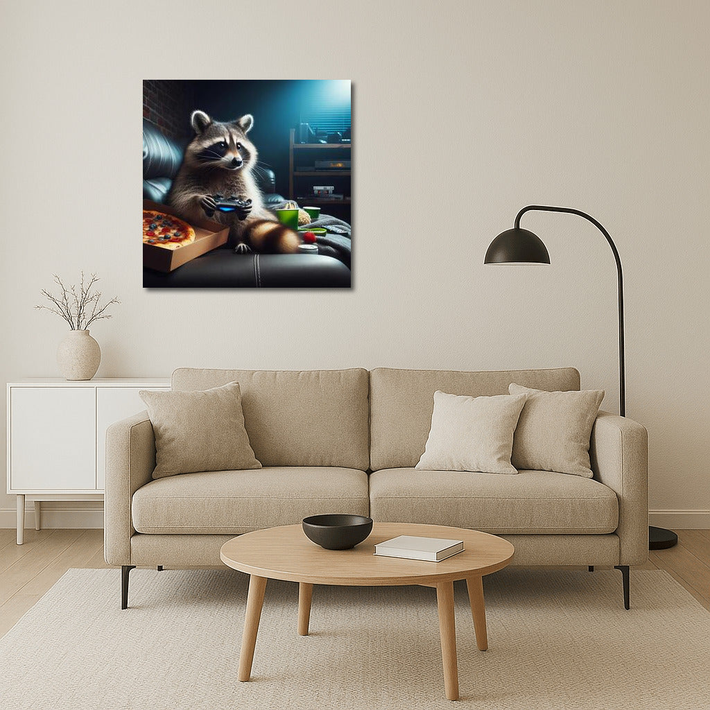 Raccoon Gamer in Home Theater: A Fun Dive into the World of Video Games