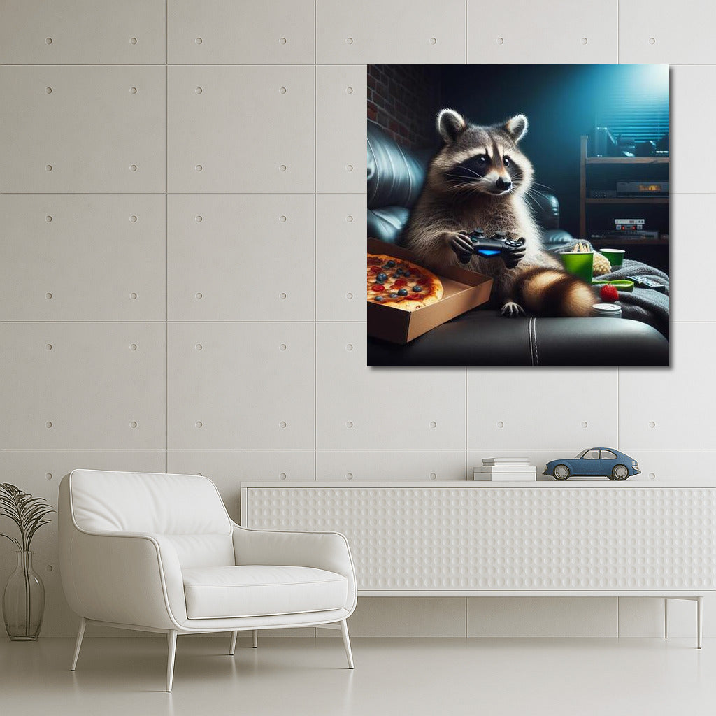 Raccoon Gamer in Home Theater: A Fun Dive into the World of Video Games