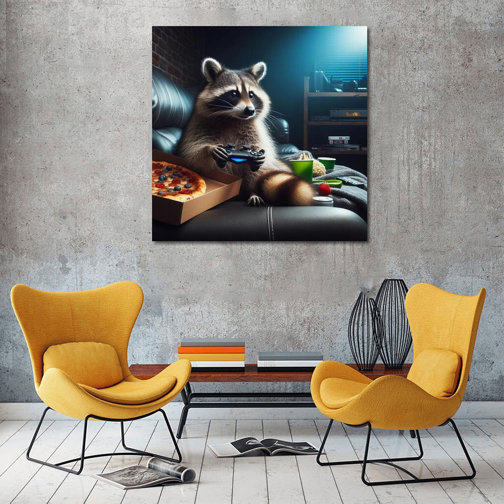 Raccoon Gamer in Home Theater: A Fun Dive into the World of Video Games