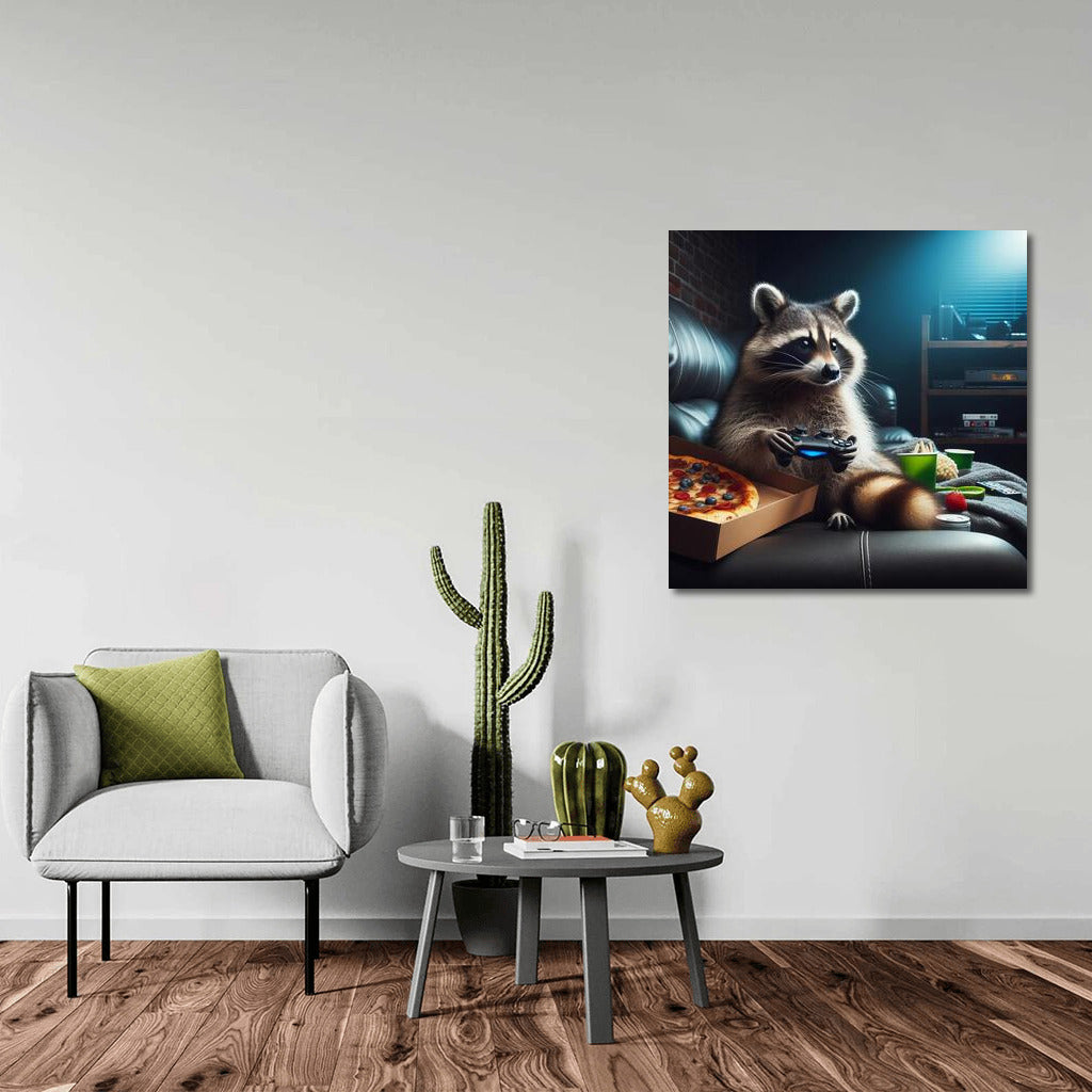 Raccoon Gamer in Home Theater: A Fun Dive into the World of Video Games