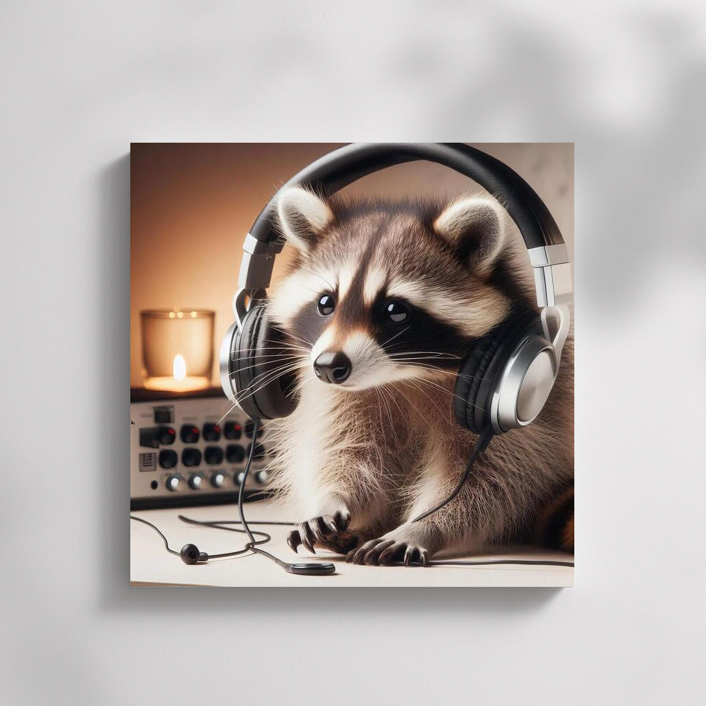 Music Lover Raccoon: Musical Harmony in Headphones
