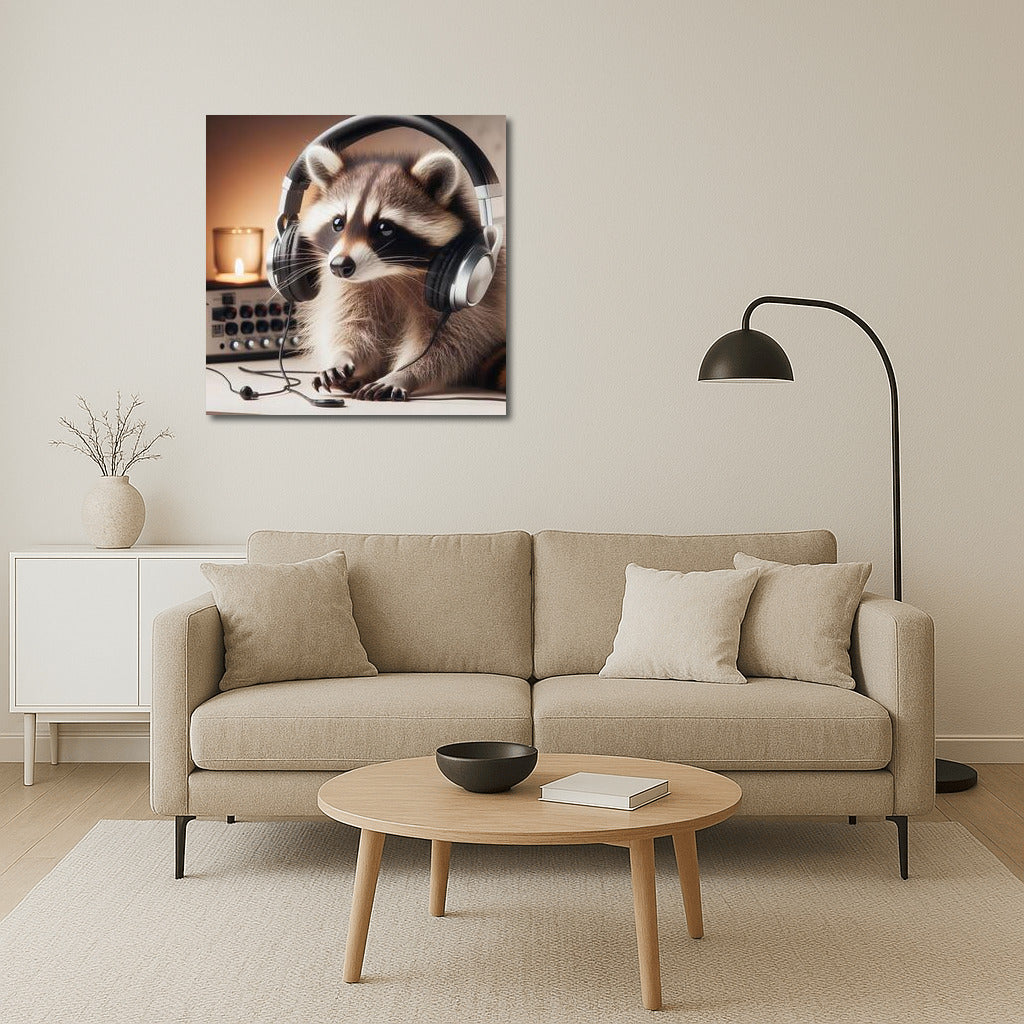 Music Lover Raccoon: Musical Harmony in Headphones