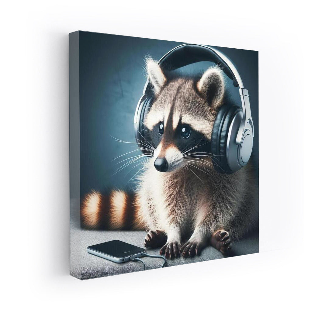 Raccoon Music Lover: Musical Comfort in Headphones