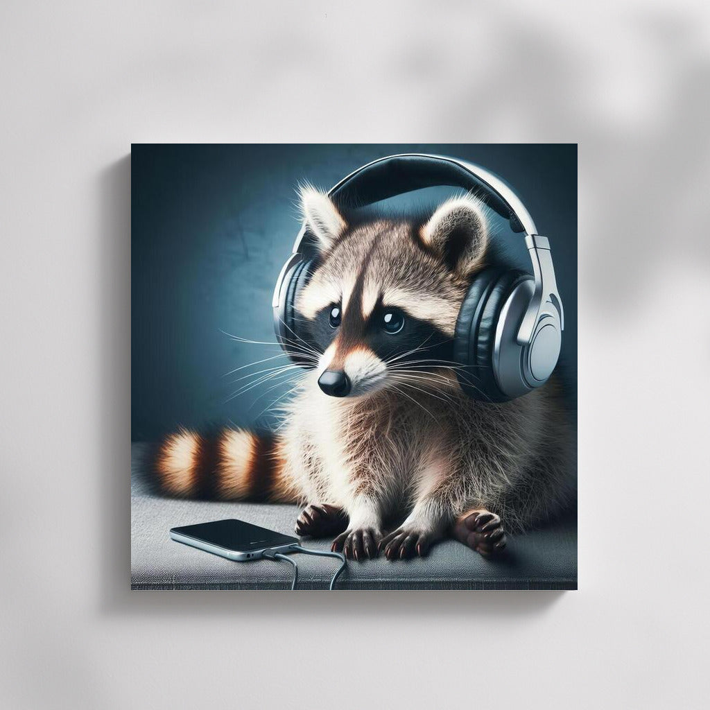 Raccoon Music Lover: Musical Comfort in Headphones