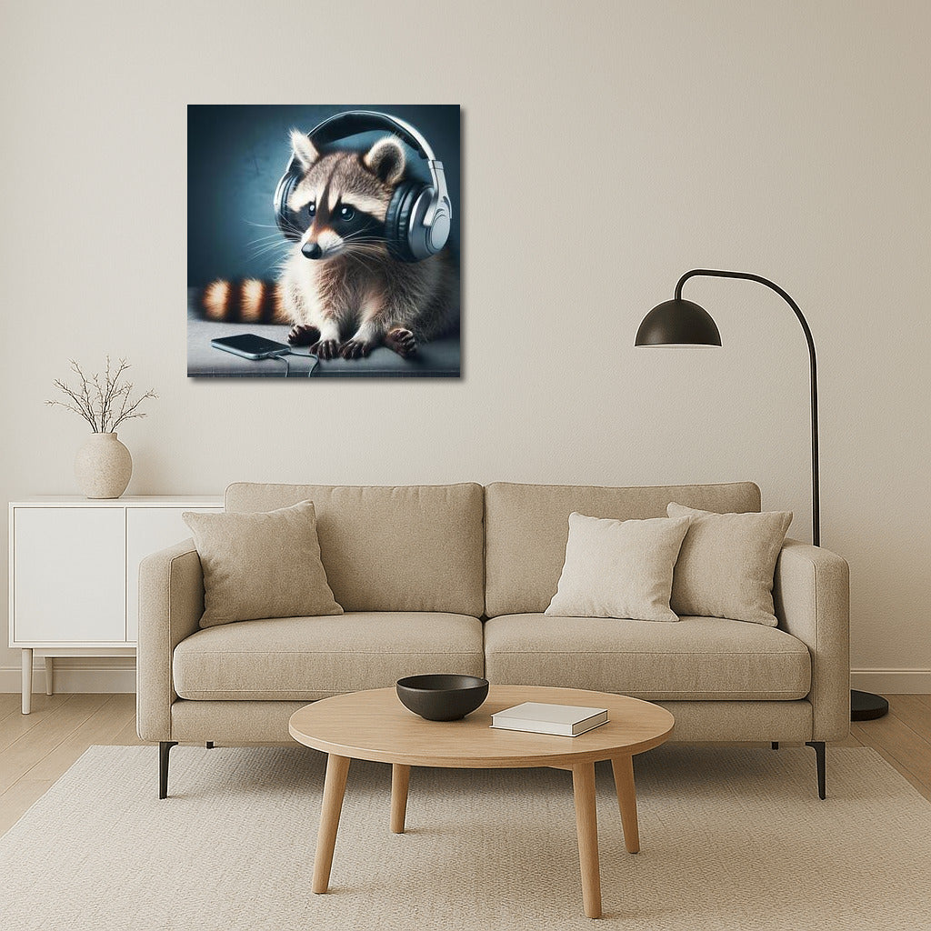 Raccoon Music Lover: Musical Comfort in Headphones