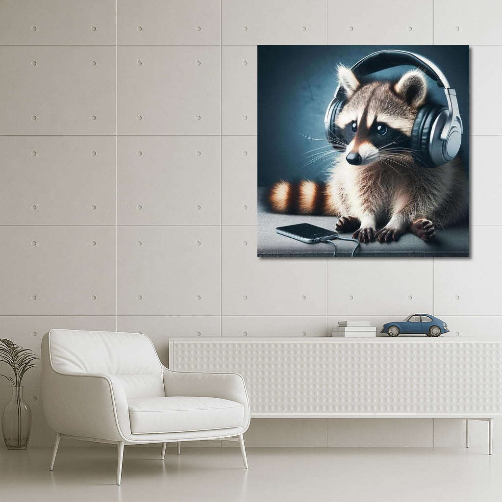 Raccoon Music Lover: Musical Comfort in Headphones