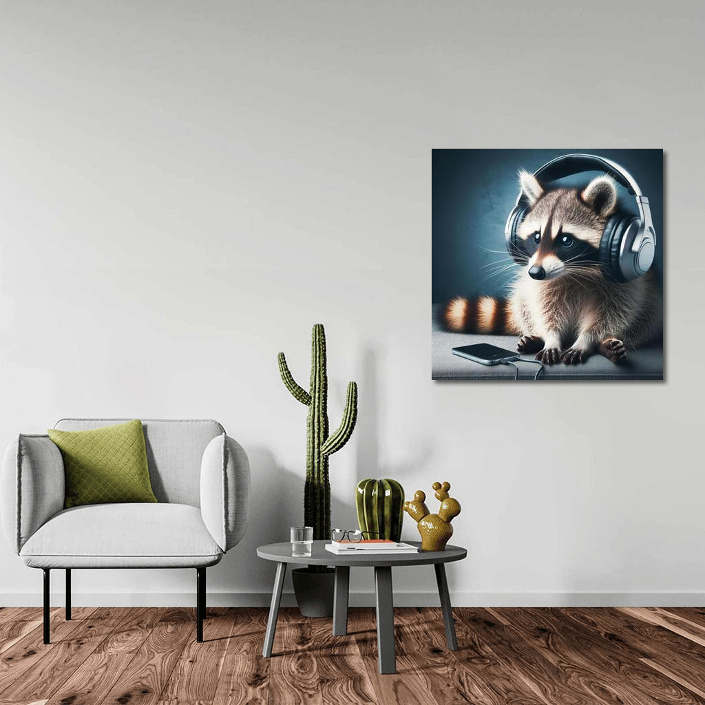 Raccoon Music Lover: Musical Comfort in Headphones