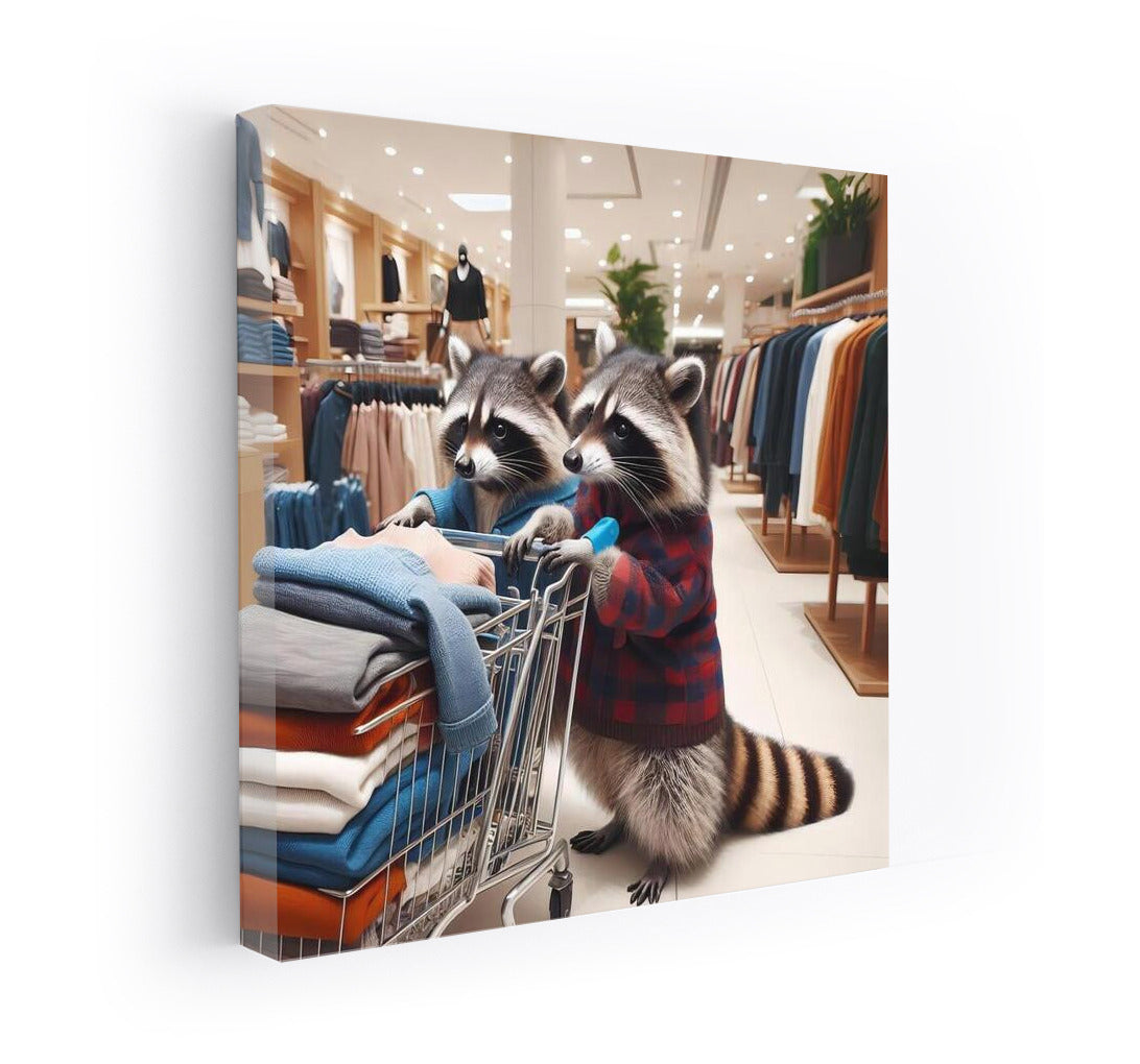 Raccoons on Shopping Spree: Fun Shopping at the Mall