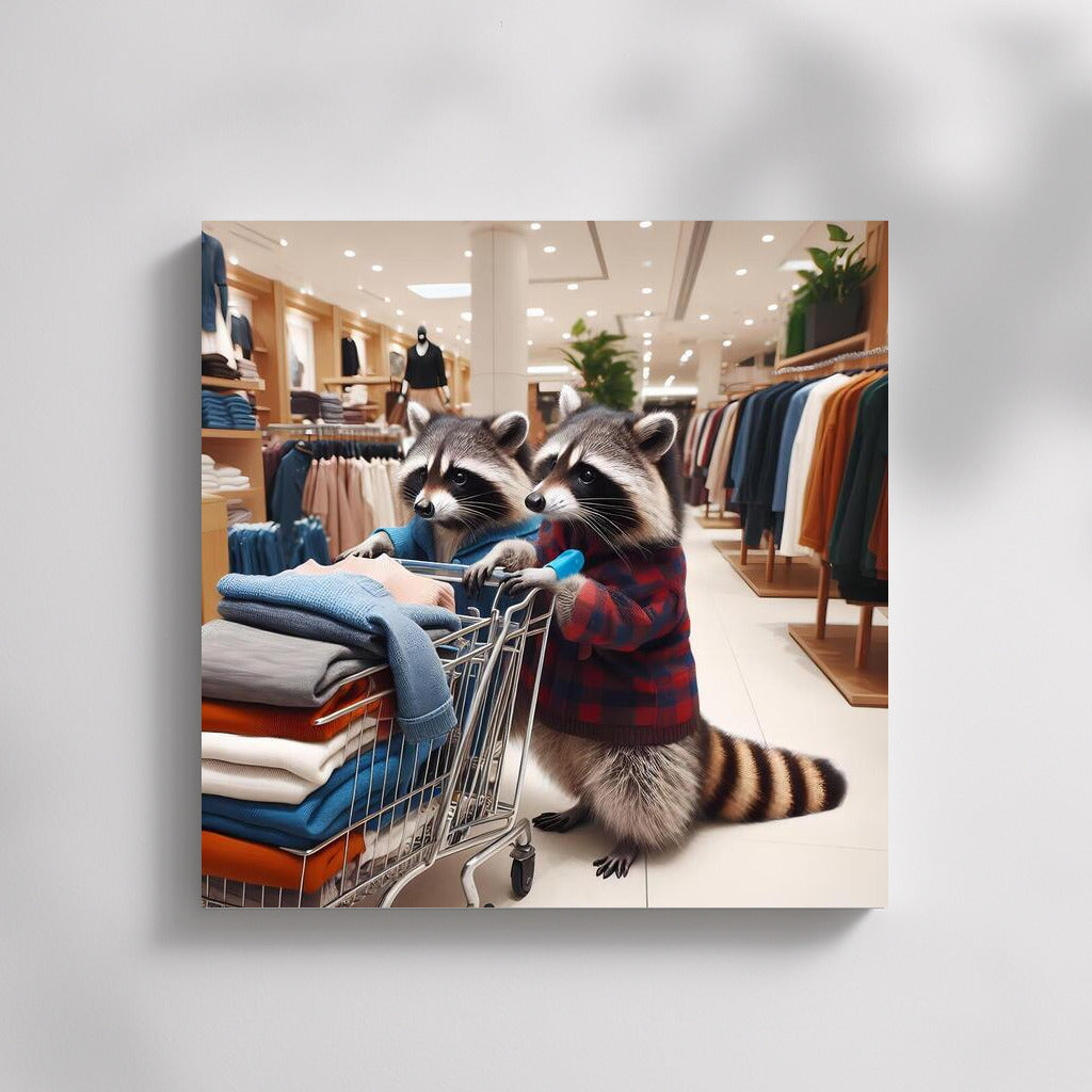 Raccoons on Shopping Spree: Fun Shopping at the Mall