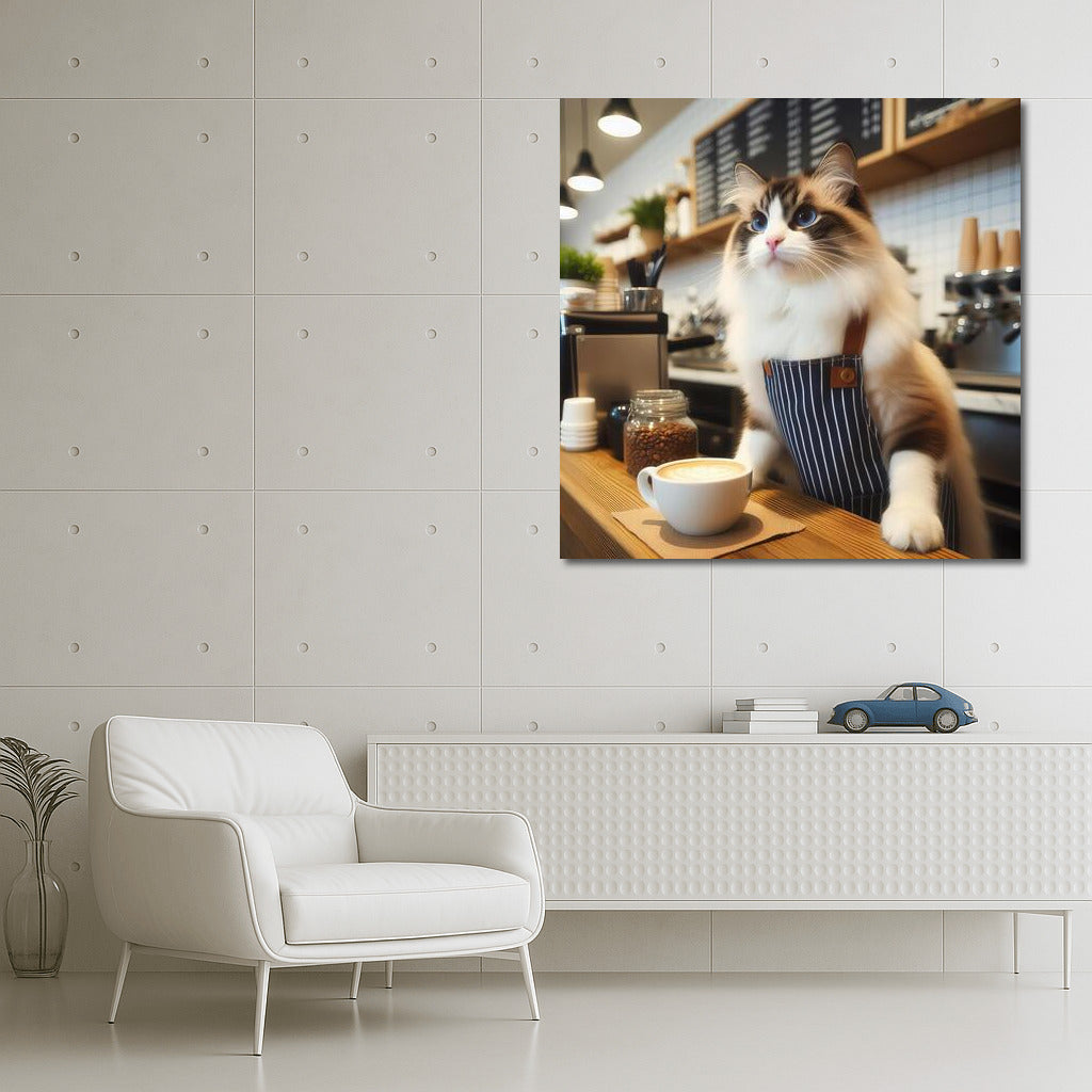 Ragdoll Cat-Barista: Aromatic Morning in the Coffee Shop