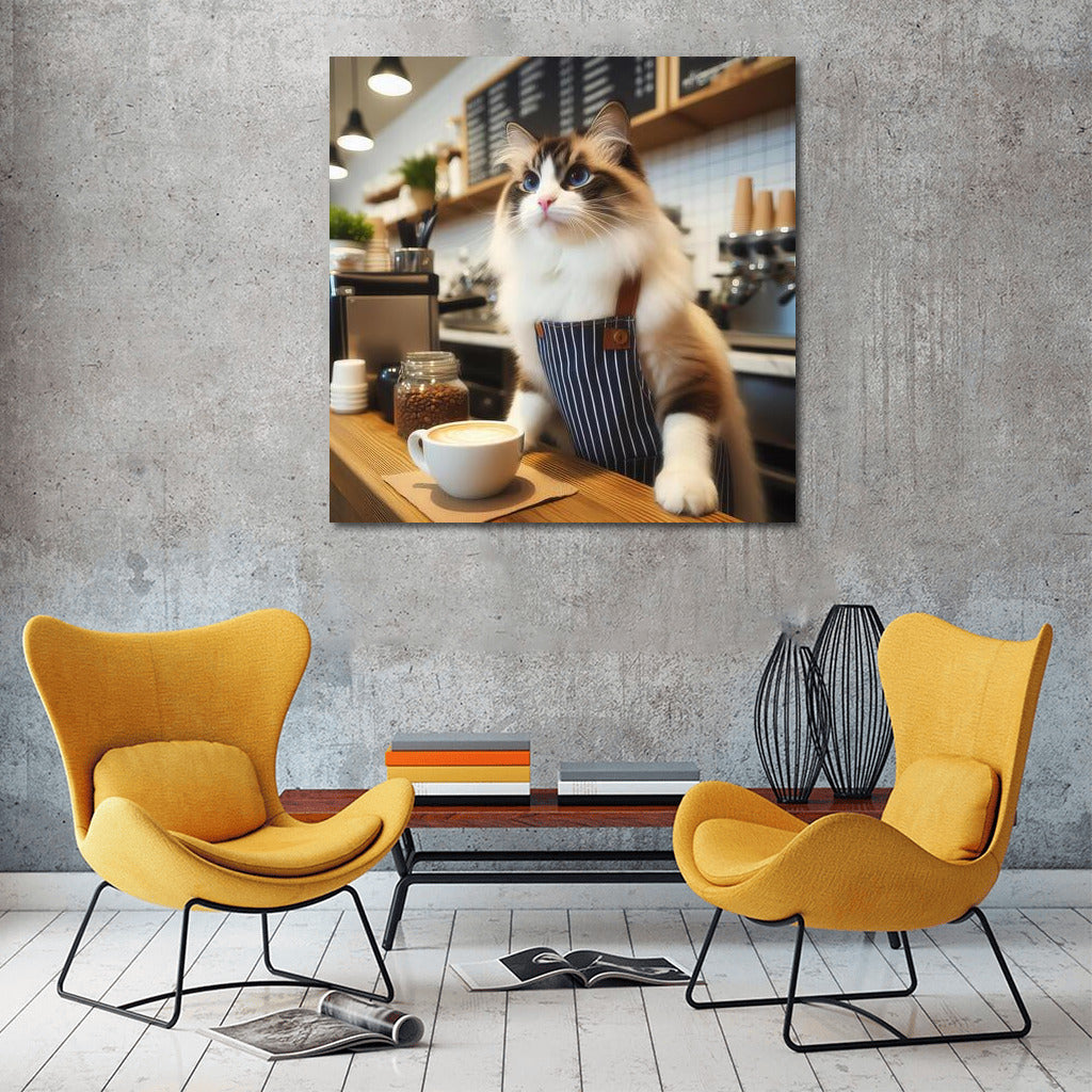 Ragdoll Cat-Barista: Aromatic Morning in the Coffee Shop