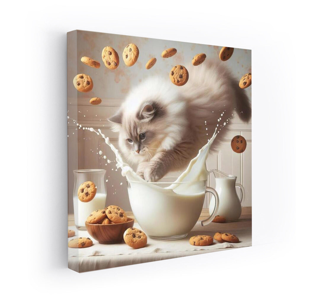 Fluffy Ragdoll in a Milky Swirl with Cookies