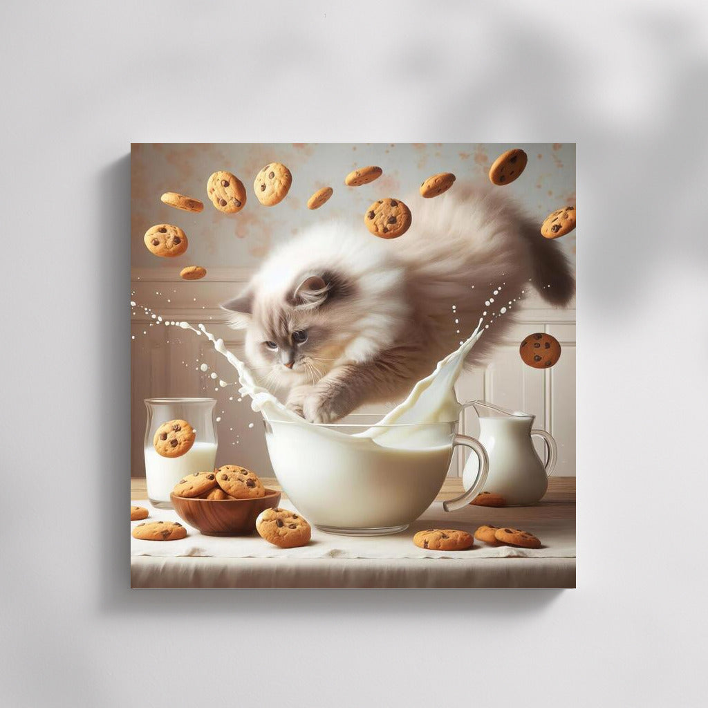 Fluffy Ragdoll in a Milky Swirl with Cookies