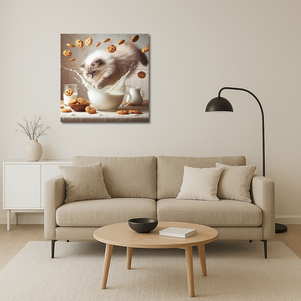 Fluffy Ragdoll in a Milky Swirl with Cookies
