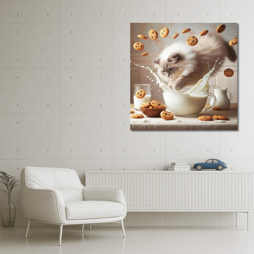 Fluffy Ragdoll in a Milky Swirl with Cookies