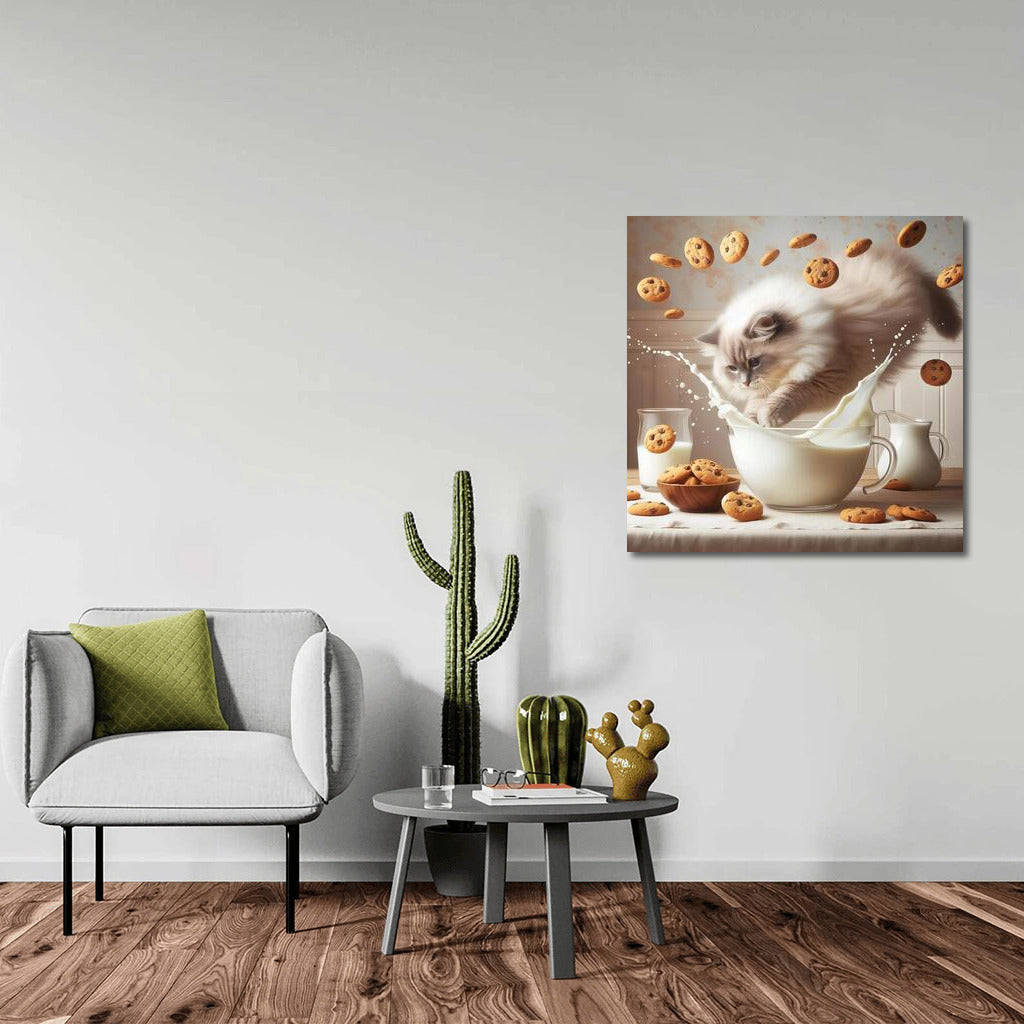 Fluffy Ragdoll in a Milky Swirl with Cookies