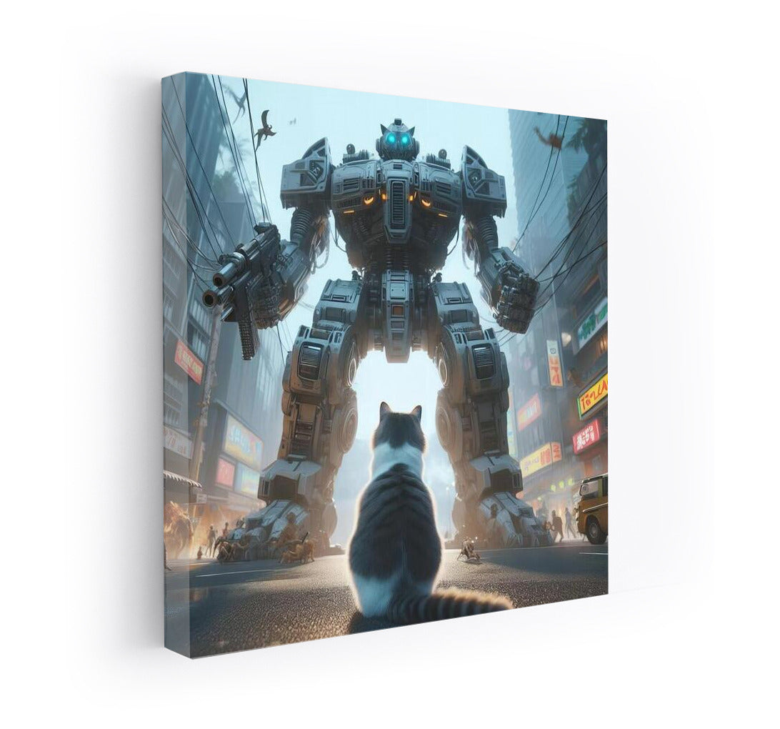 Ragdoll Cat and the Giant Robot: Defenders of the City from Alien Invasion