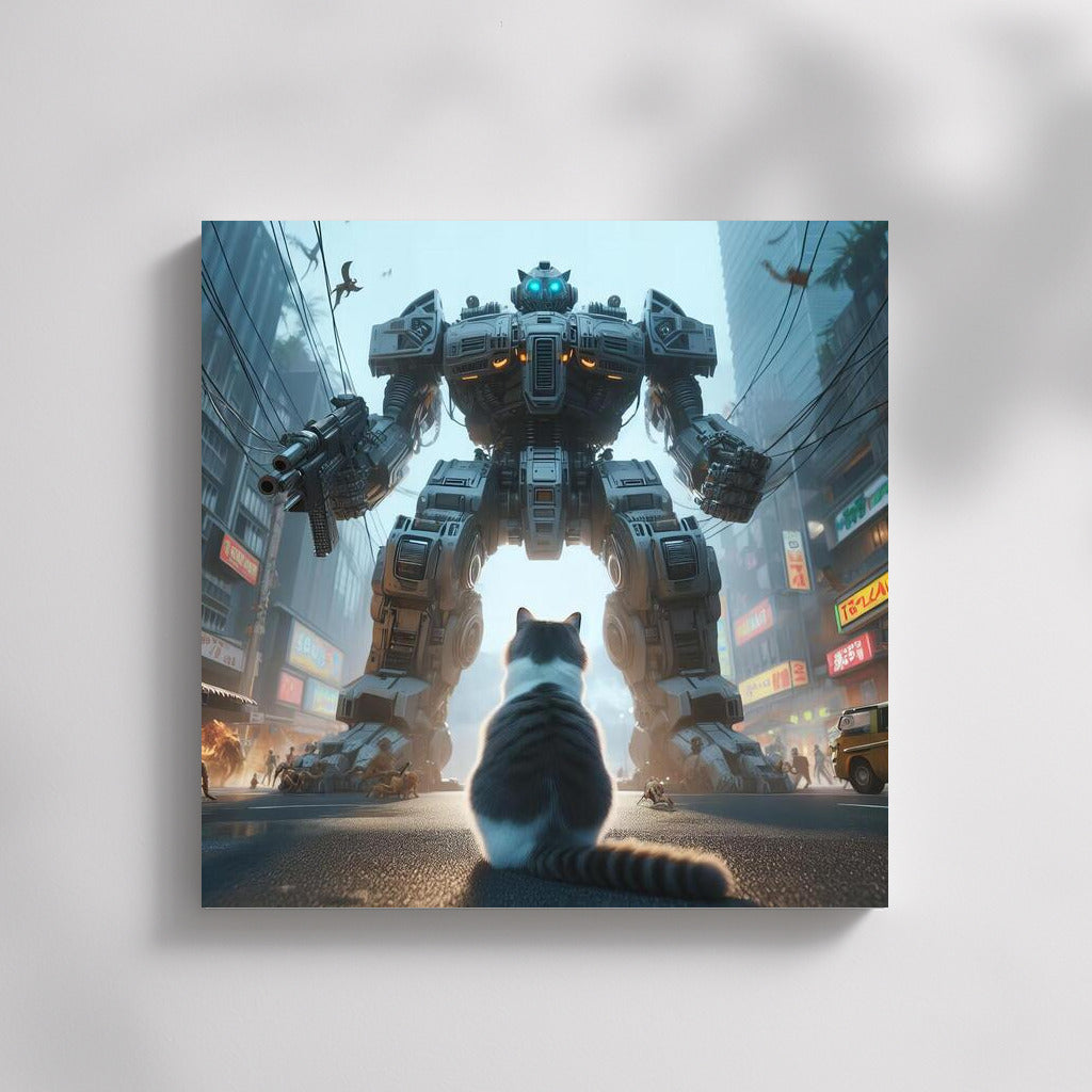 Ragdoll Cat and the Giant Robot: Defenders of the City from Alien Invasion