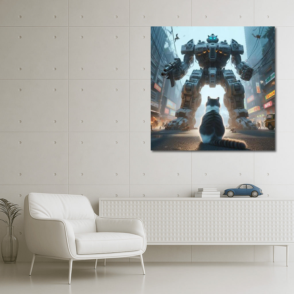 Ragdoll Cat and the Giant Robot: Defenders of the City from Alien Invasion