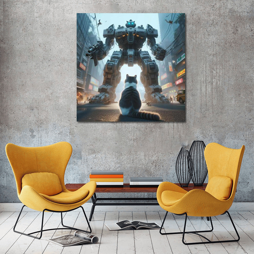 Ragdoll Cat and the Giant Robot: Defenders of the City from Alien Invasion