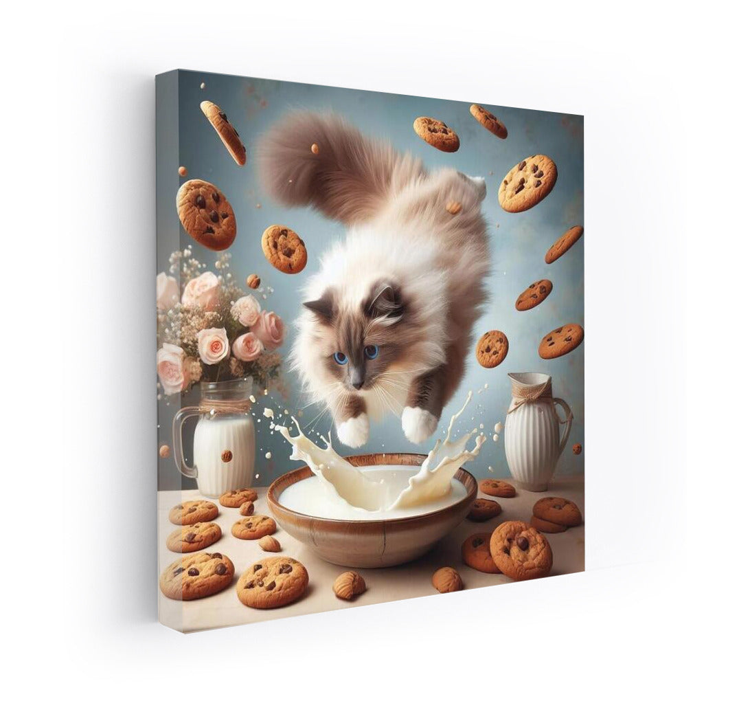 Fluffy Ragdoll: Dive into Milky Heaven with Flying Cookies