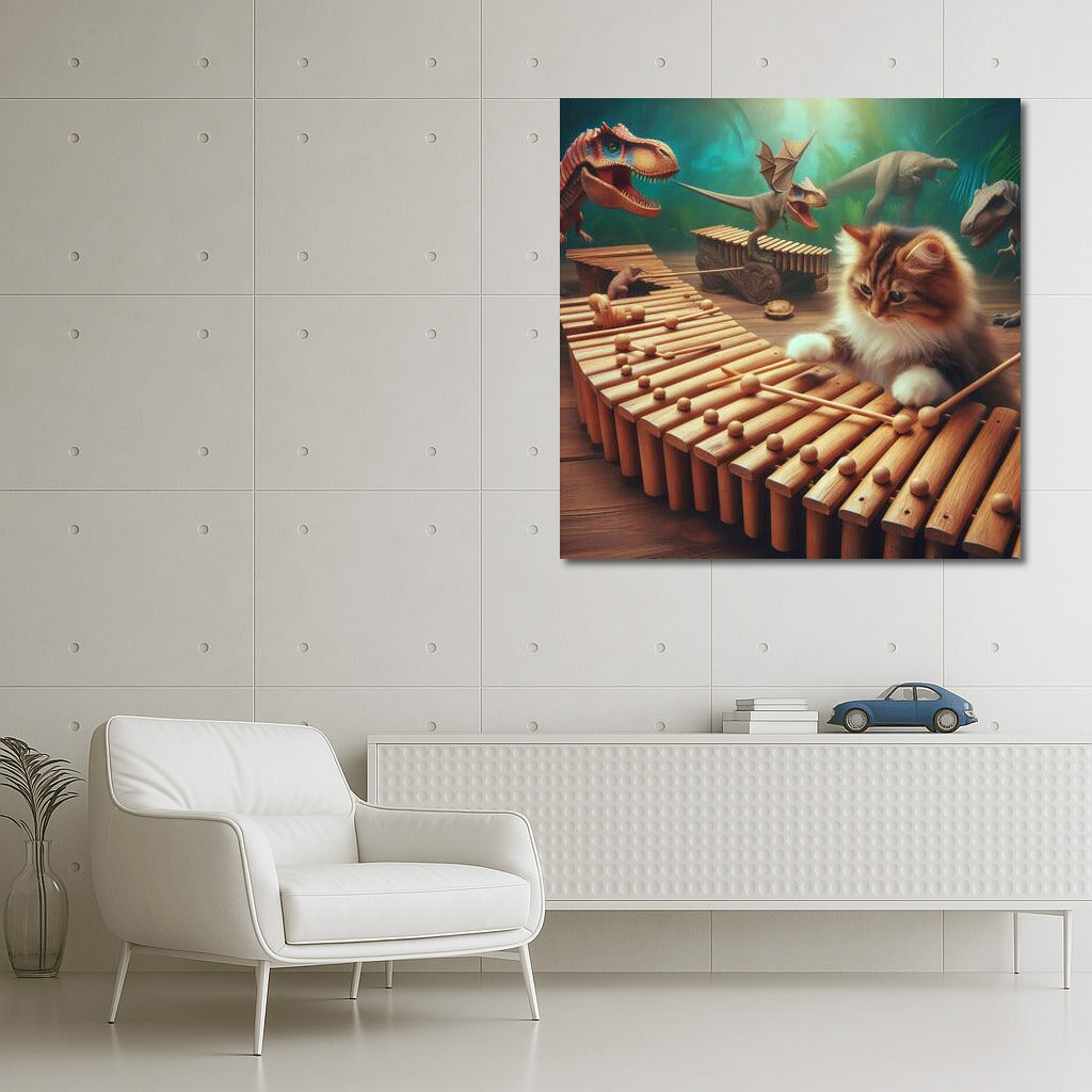 Ragdoll cat and dinosaur xylophone: Music of the Ancients
