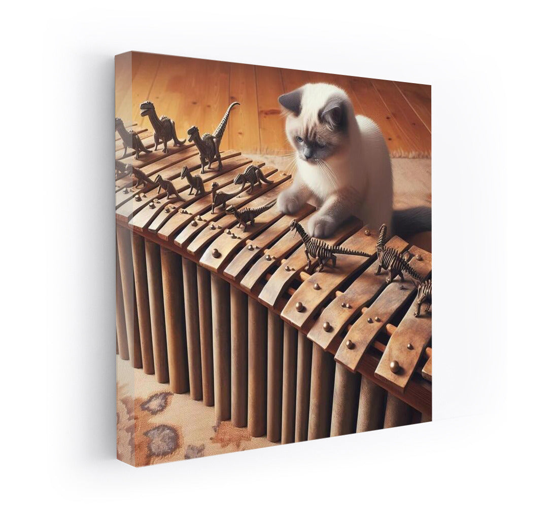 Ragdoll Cat on Dinosaur Bone Xylophone: Musical Wonder