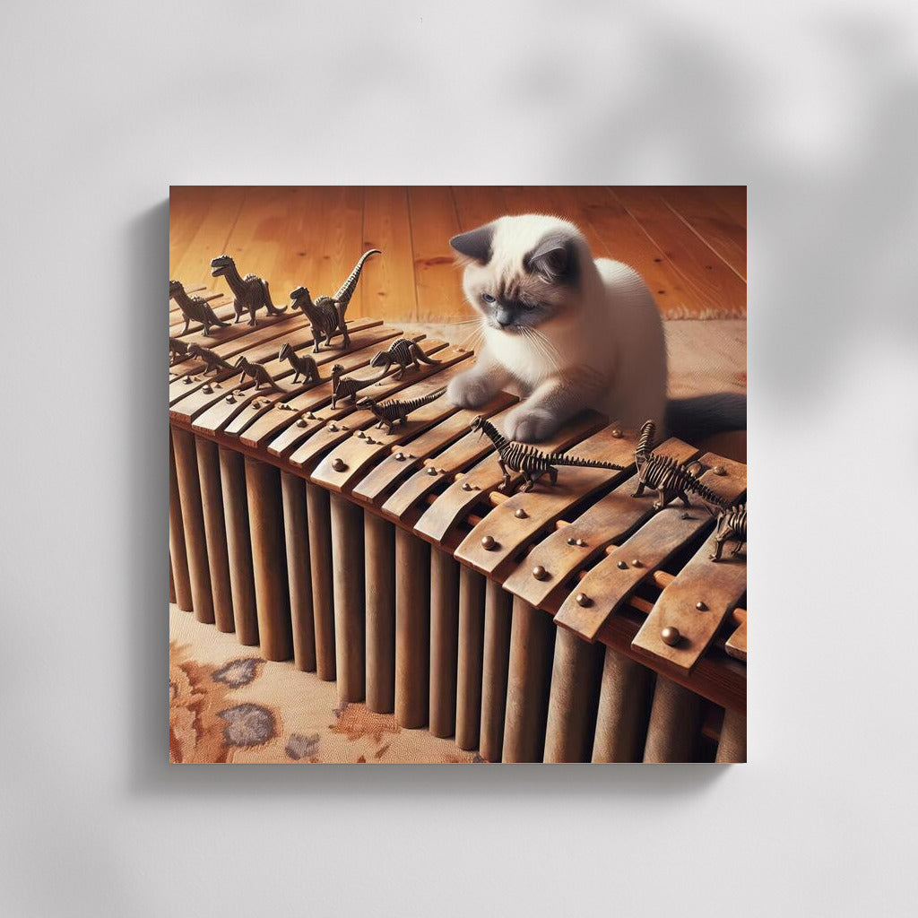 Ragdoll Cat on Dinosaur Bone Xylophone: Musical Wonder
