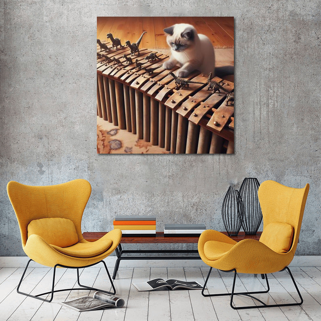 Ragdoll Cat on Dinosaur Bone Xylophone: Musical Wonder