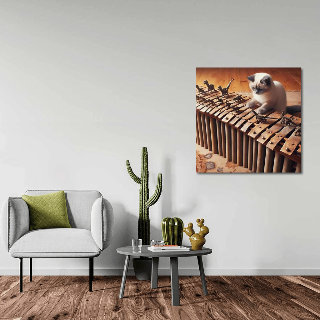 Ragdoll Cat on Dinosaur Bone Xylophone: Musical Wonder
