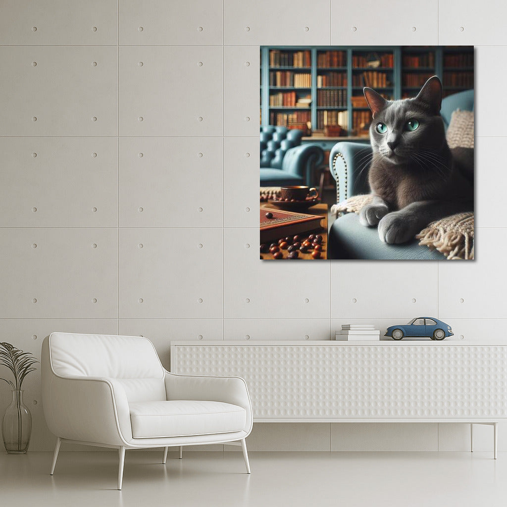 Russian Blue in the Cozy Library: Charm and Warmth
