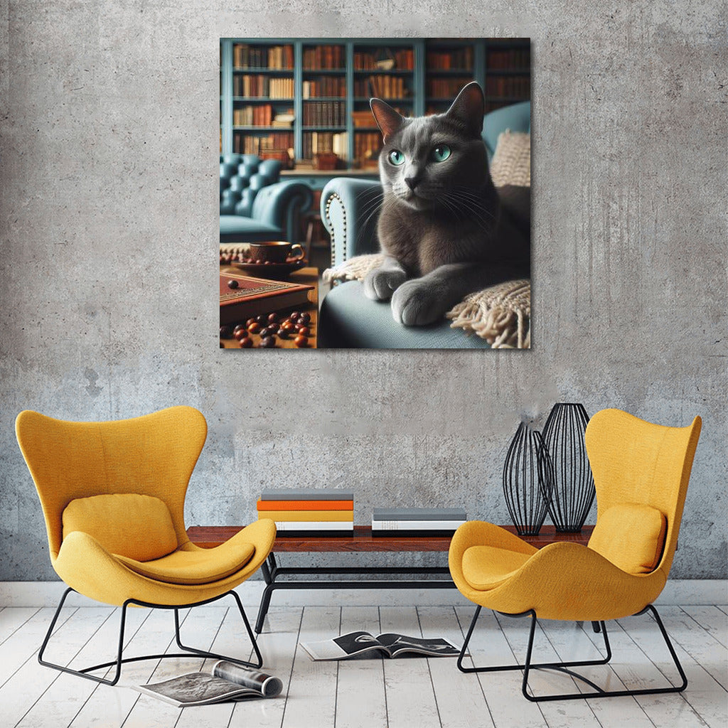Russian Blue in the Cozy Library: Charm and Warmth
